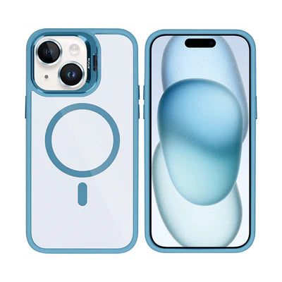 RIXUS MagLine Case Blau – Transparentes iPhone 15 Case mit Kameraschutz & MagSafe-Kompatibilität