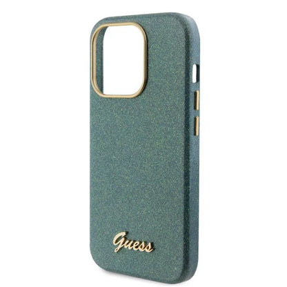Guess Glitter Script Hülle für iPhone 15 Pro Max – Kaki